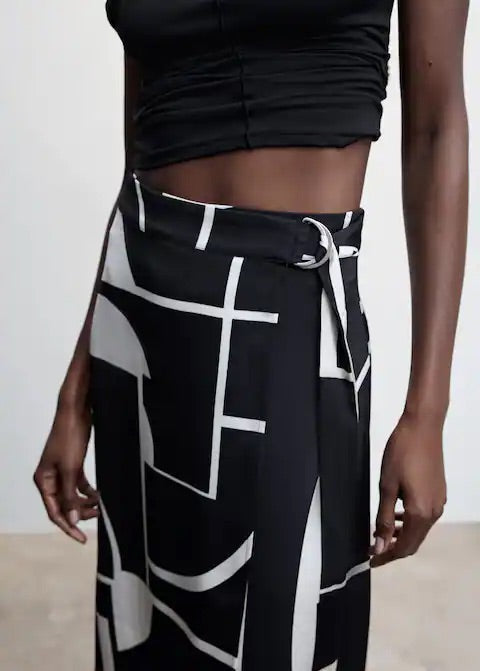 Printed satin skirt