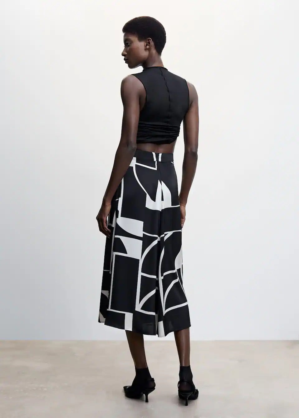 Printed satin skirt
