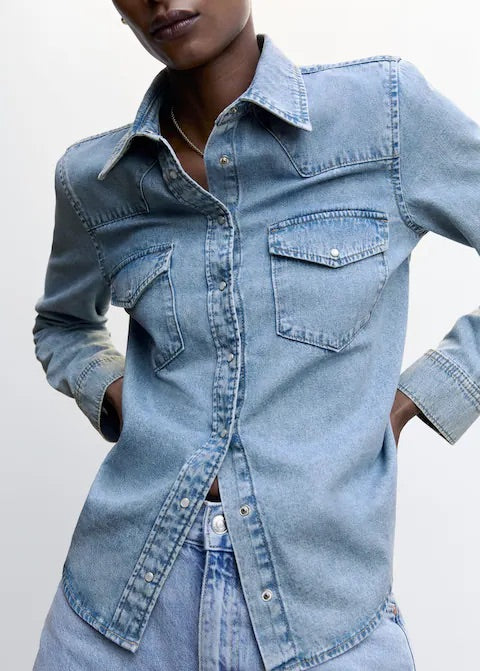 Chest-pocket denim shirt