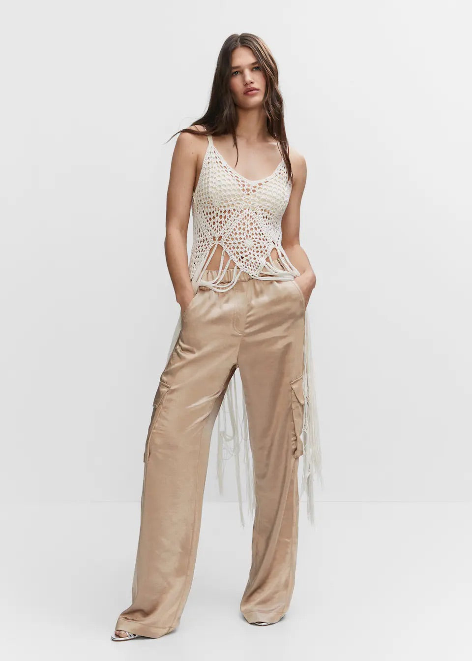 Satin cargo trousers