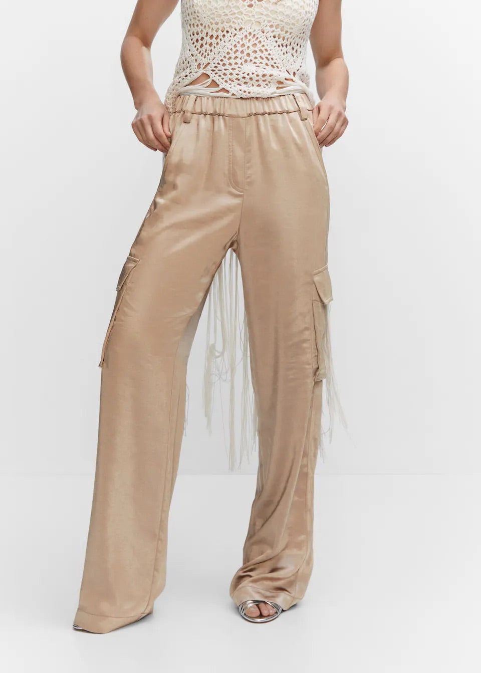 Satin cargo trousers