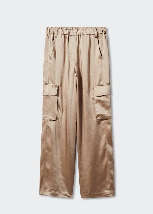 Satin cargo trousers
