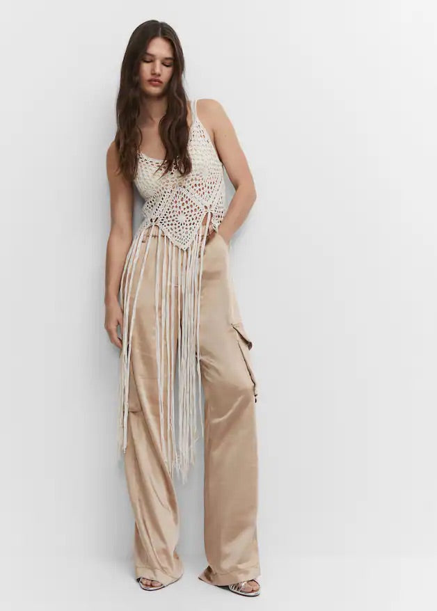 Satin cargo trousers