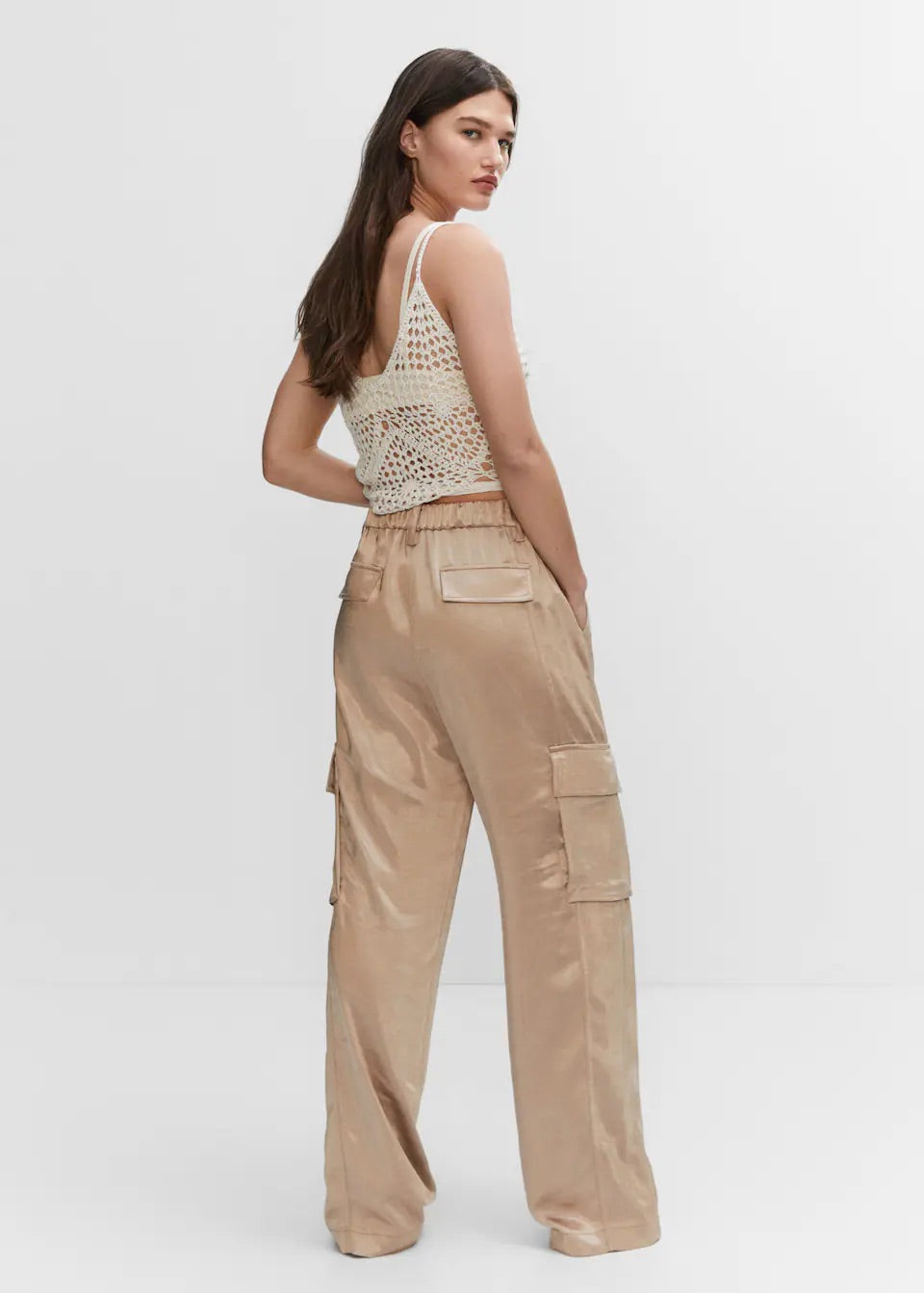 Satin cargo trousers