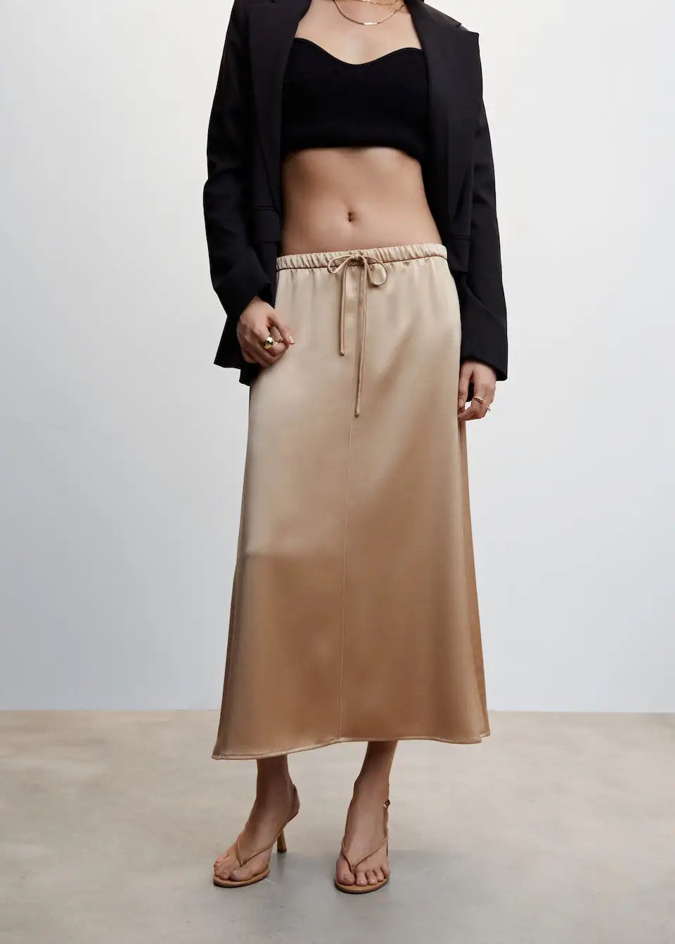 Midi satin skirt