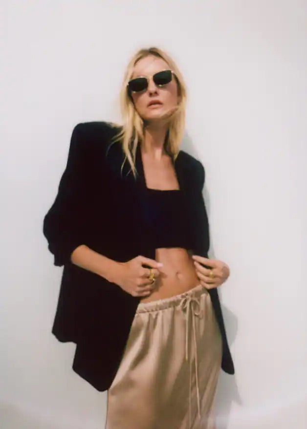 Midi satin skirt