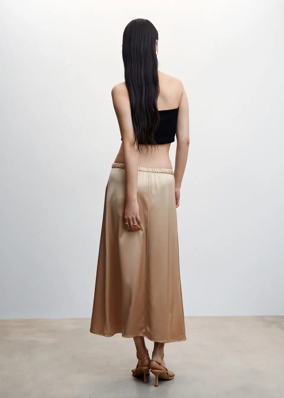 Midi satin skirt
