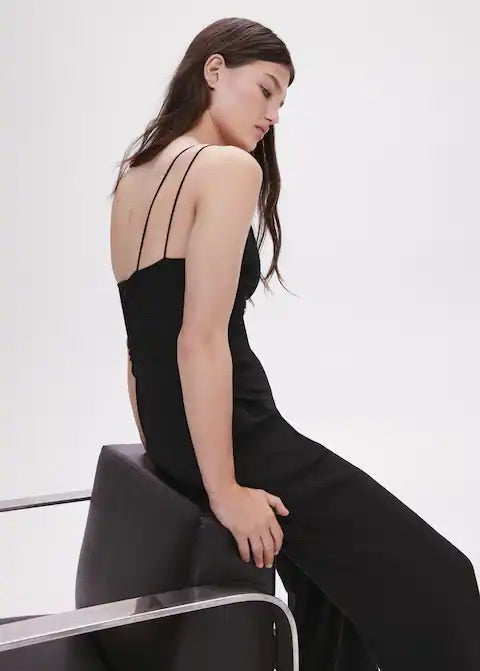 Asymmetrical jumpsuit with metallic detail