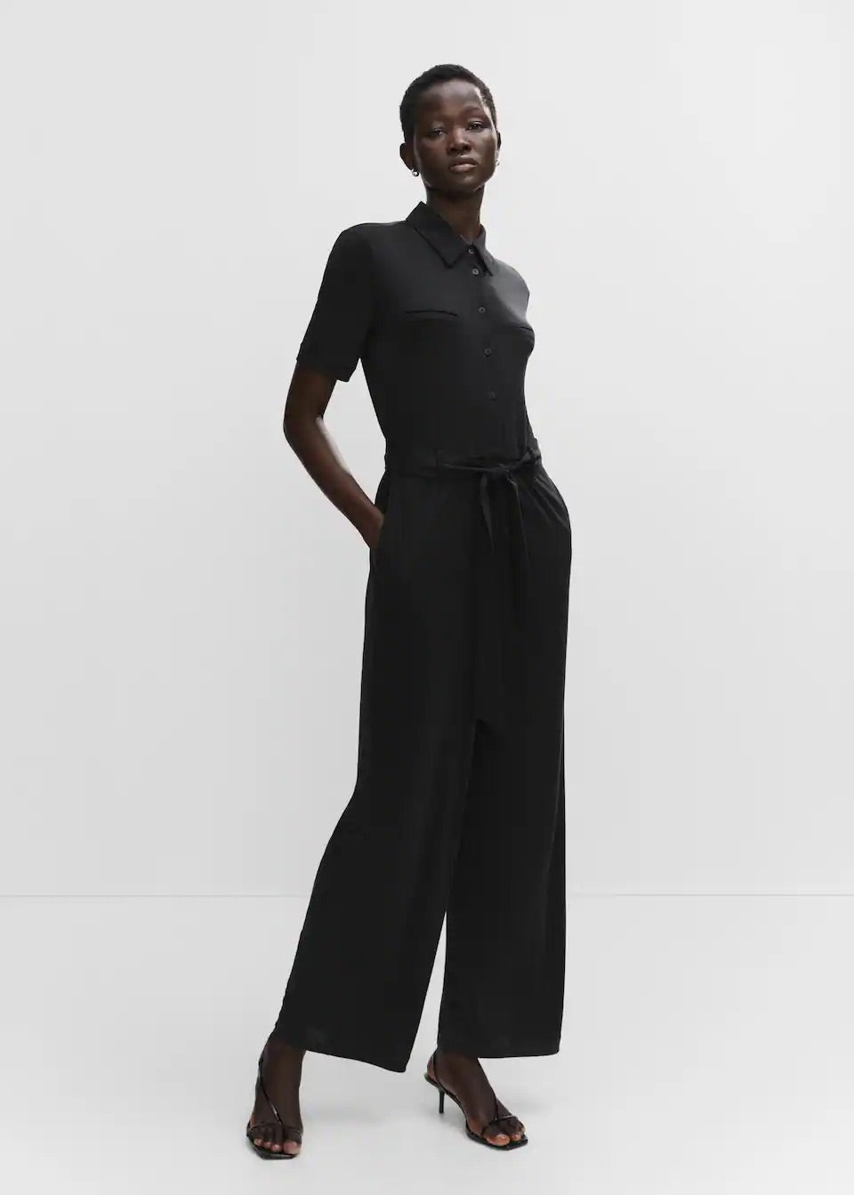 Modal shirt-style jumpsuit