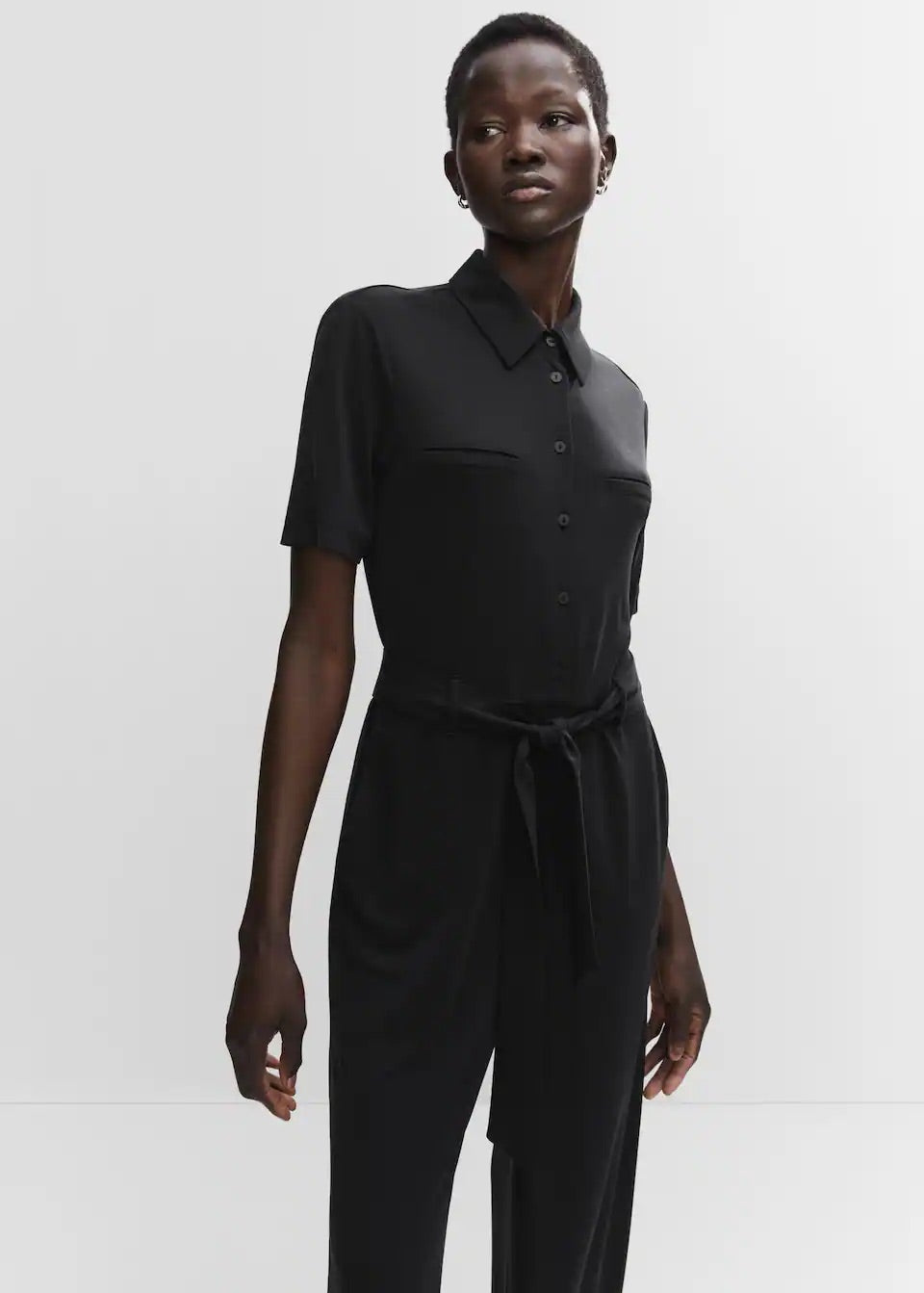 Modal shirt-style jumpsuit