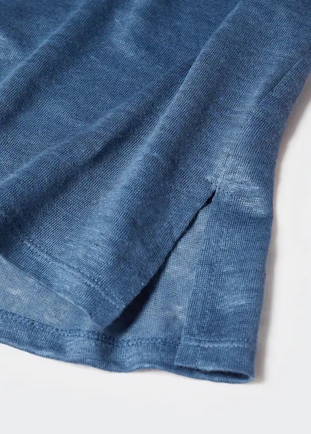 V-neck linen polo shirt