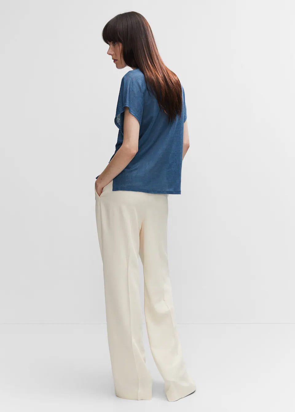 V-neck linen polo shirt