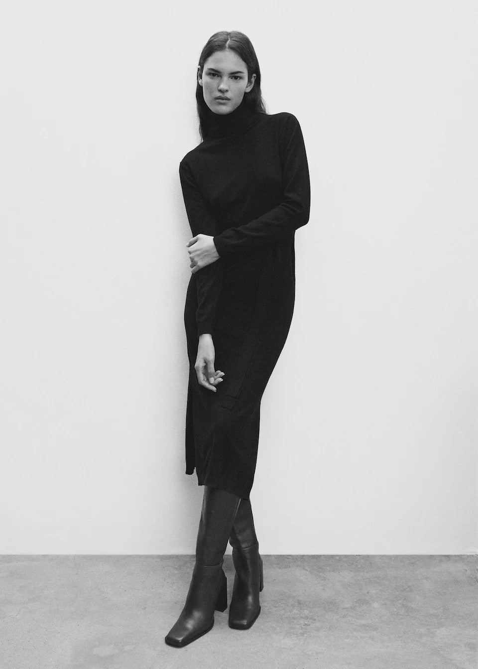 Knitted turtleneck dress