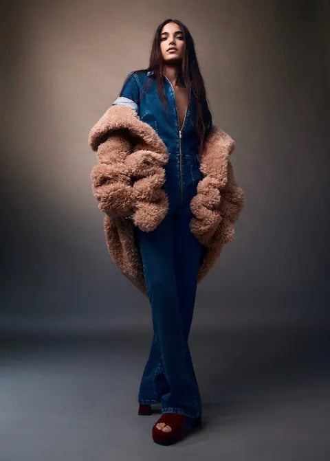 Denim zipper jumpsuit