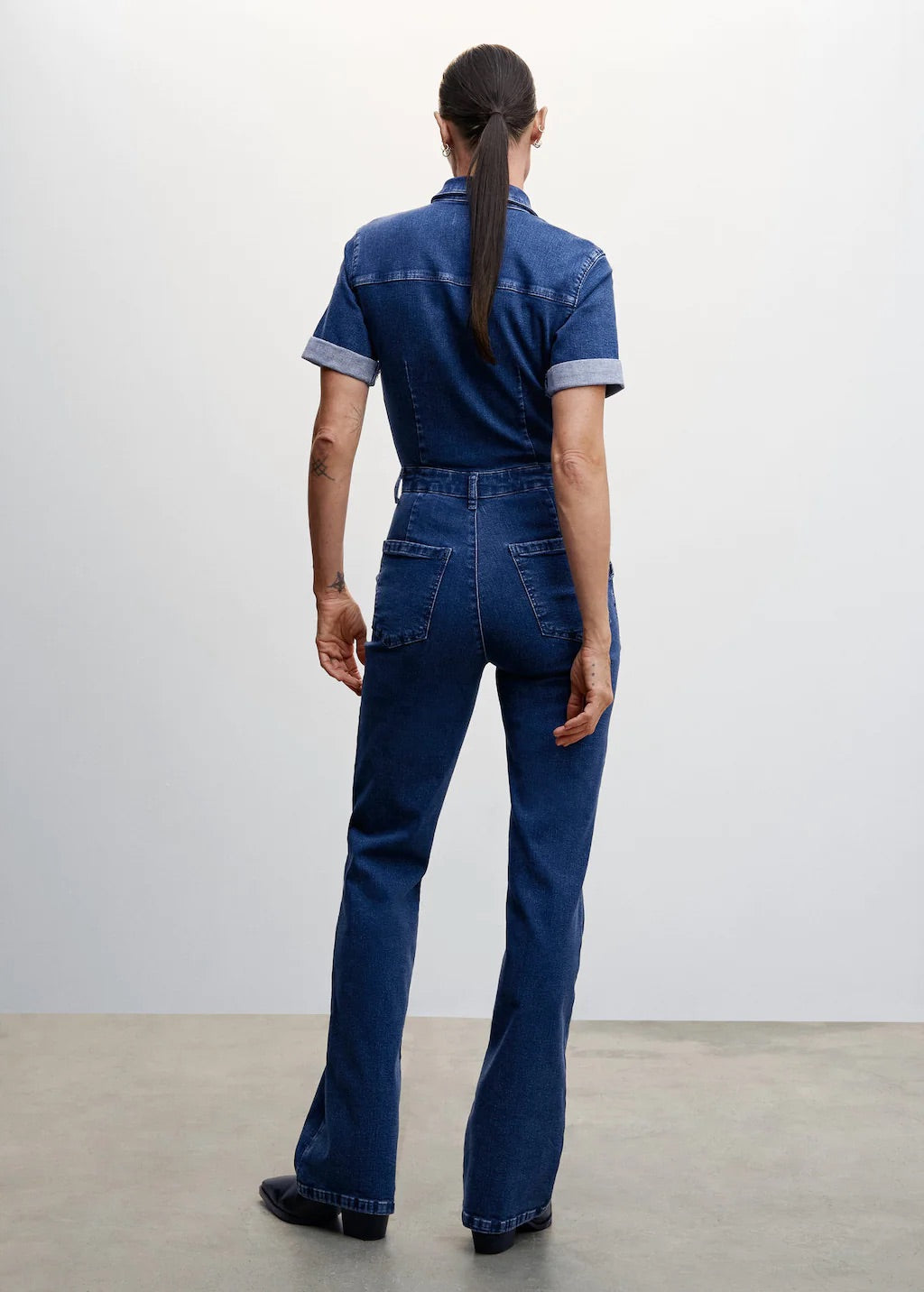 Denim zipper jumpsuit