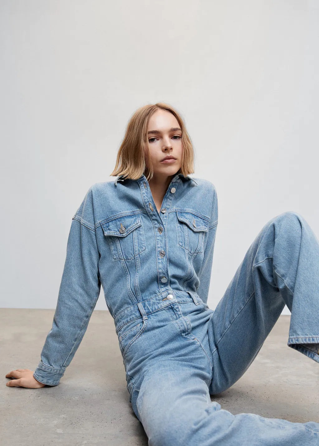 Long denim jumpsuit