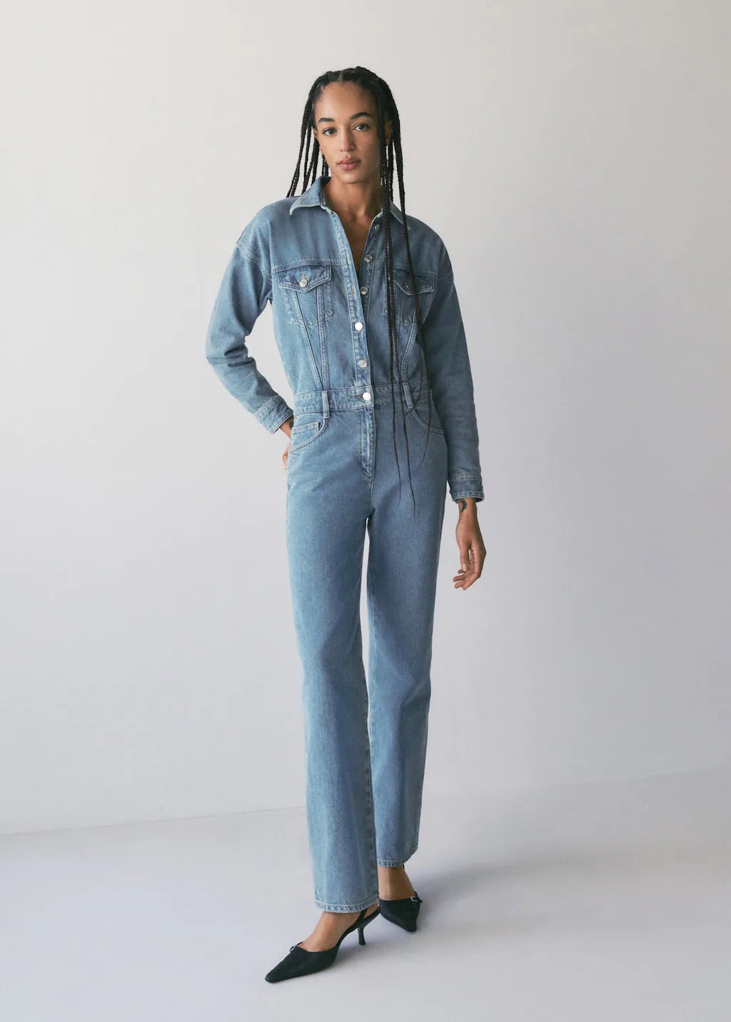 Long denim jumpsuit
