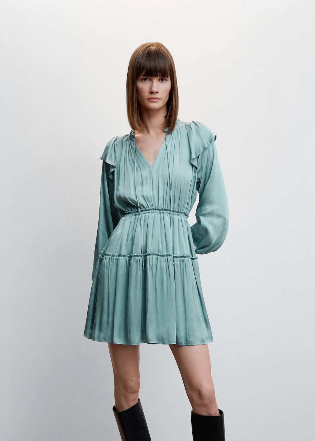 Ruffle satin dress