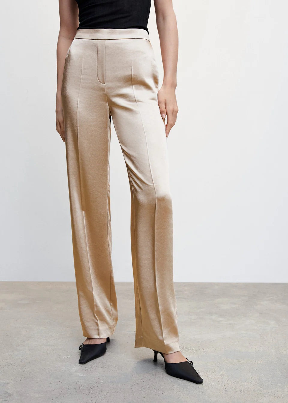 Satin trousers with elastic waist