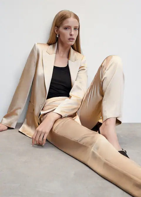 Satin trousers with elastic waist
