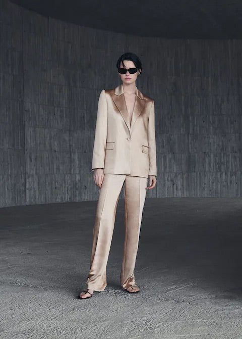 Satin trousers with elastic waist