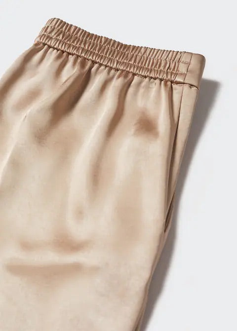 Satin trousers with elastic waist