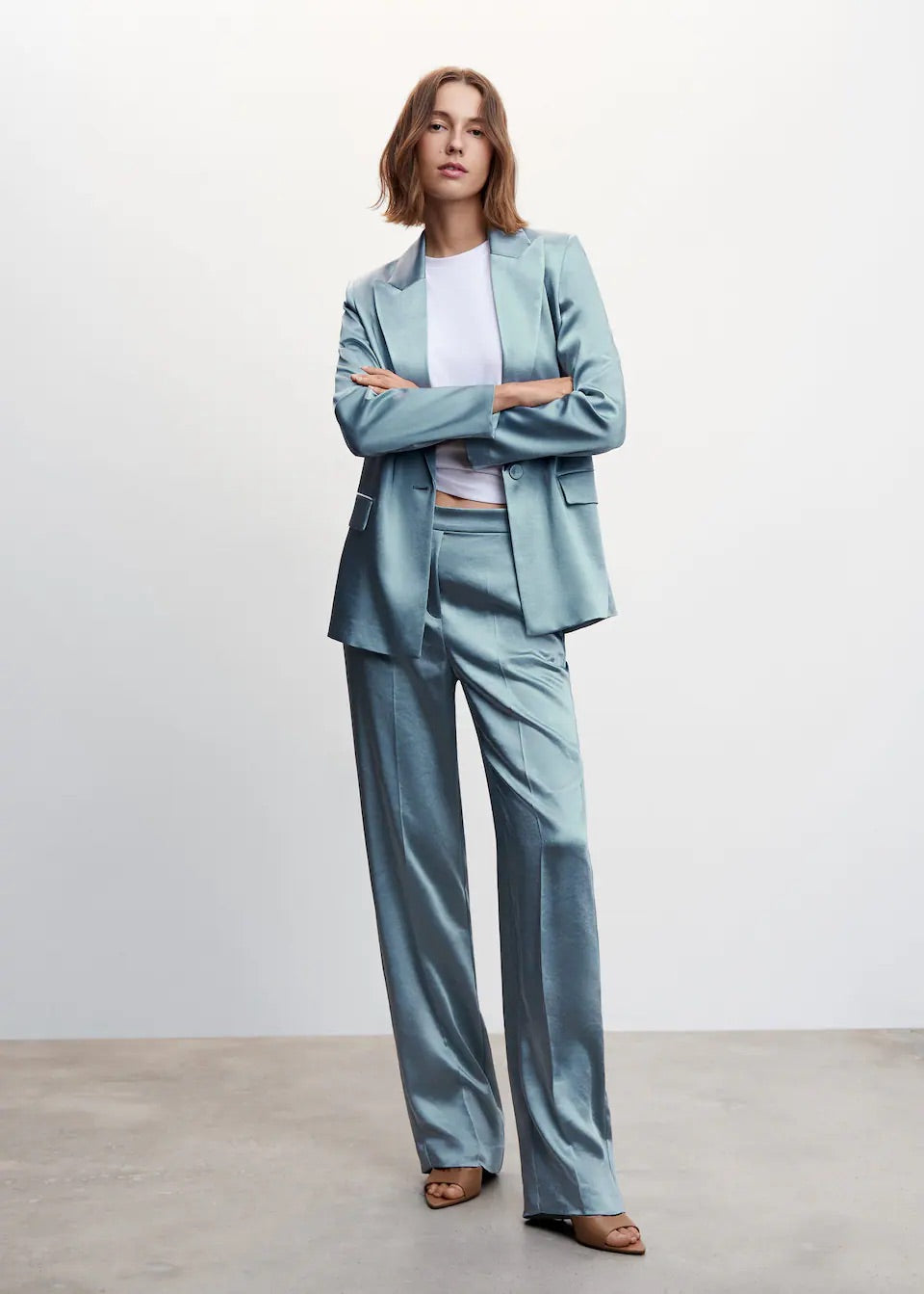 Satin trousers with elastic waist