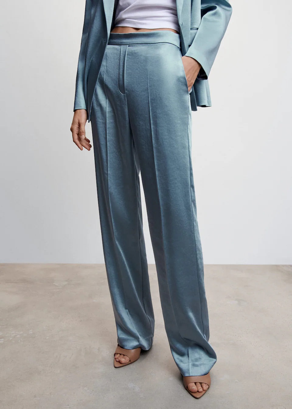 Satin trousers with elastic waist