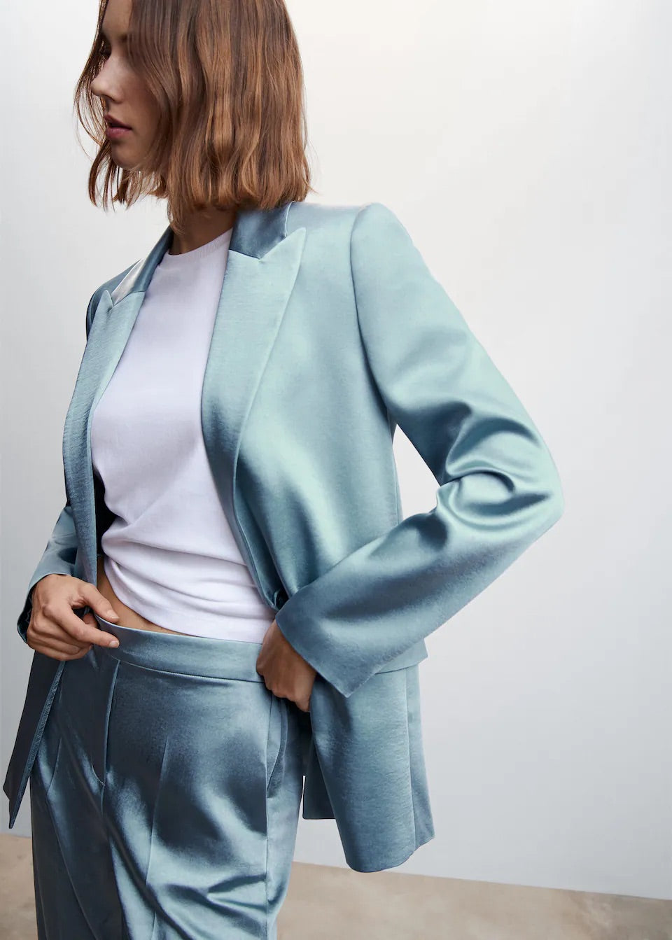 Satin trousers with elastic waist