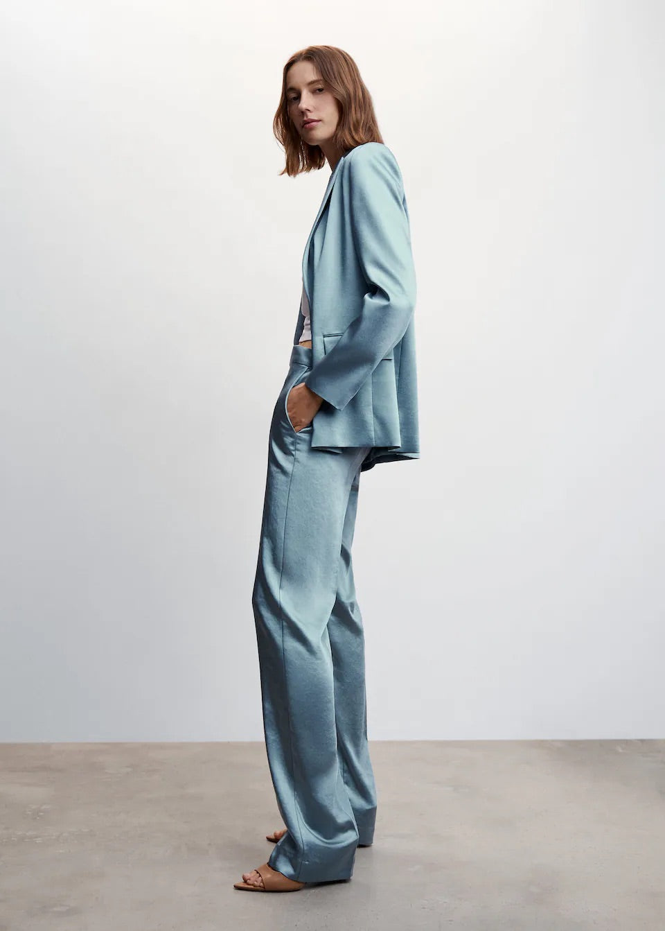 Satin trousers with elastic waist