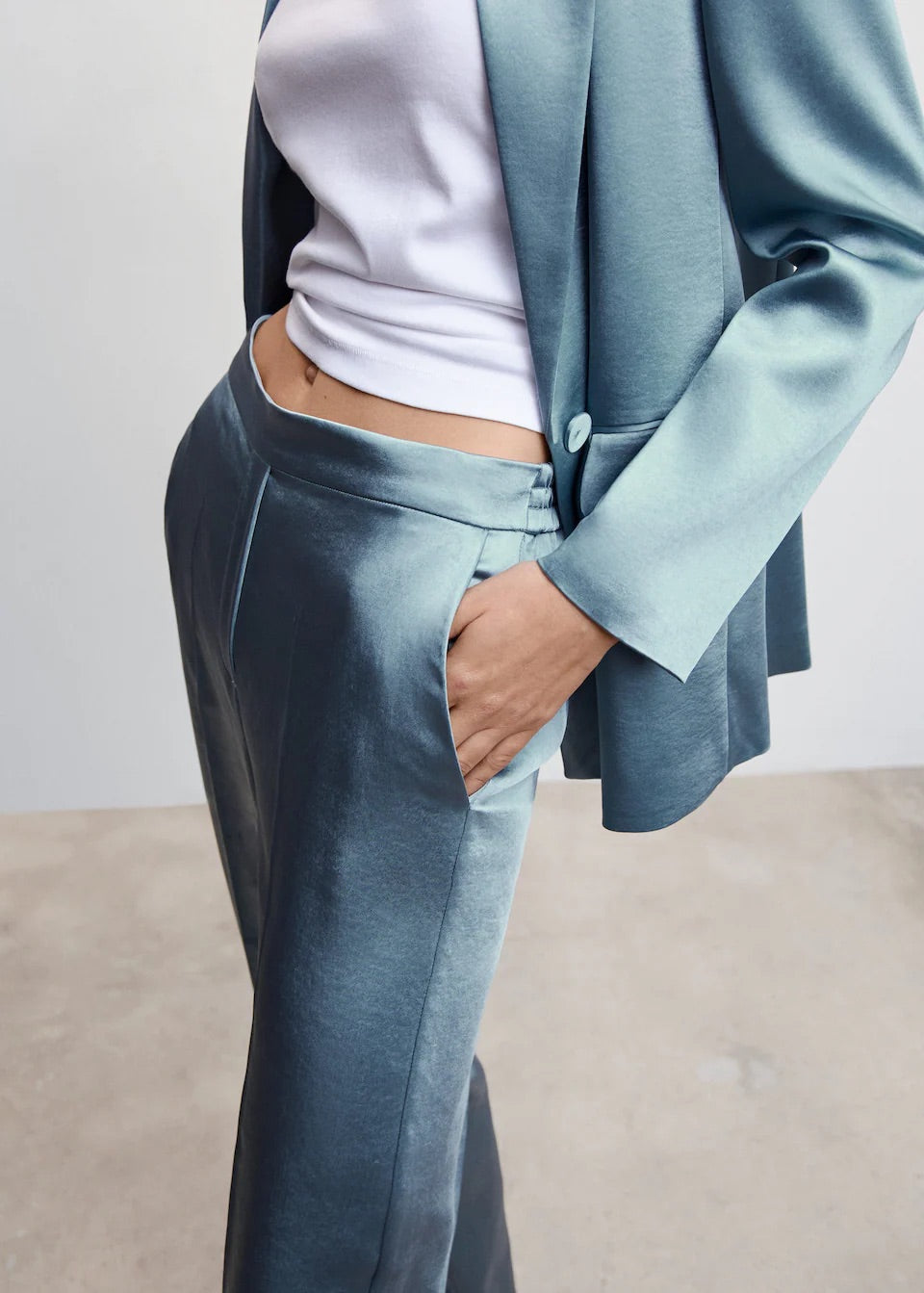 Satin trousers with elastic waist
