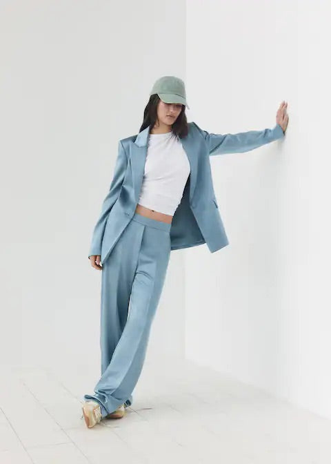 Satin trousers with elastic waist