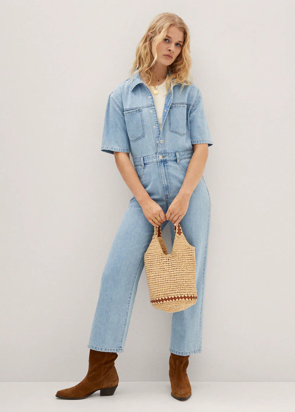 Long denim jumpsuit