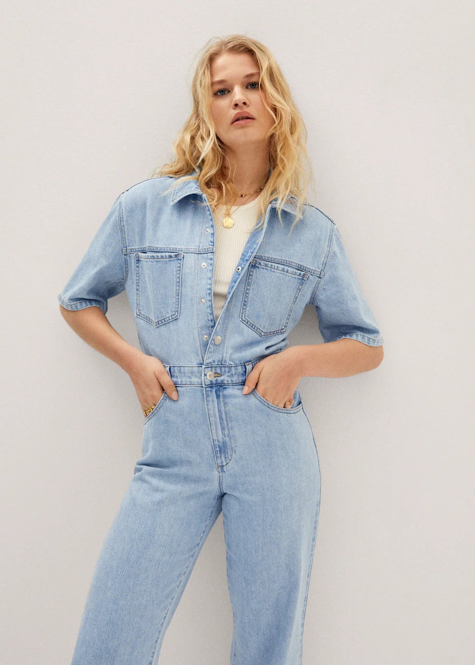 Long denim jumpsuit