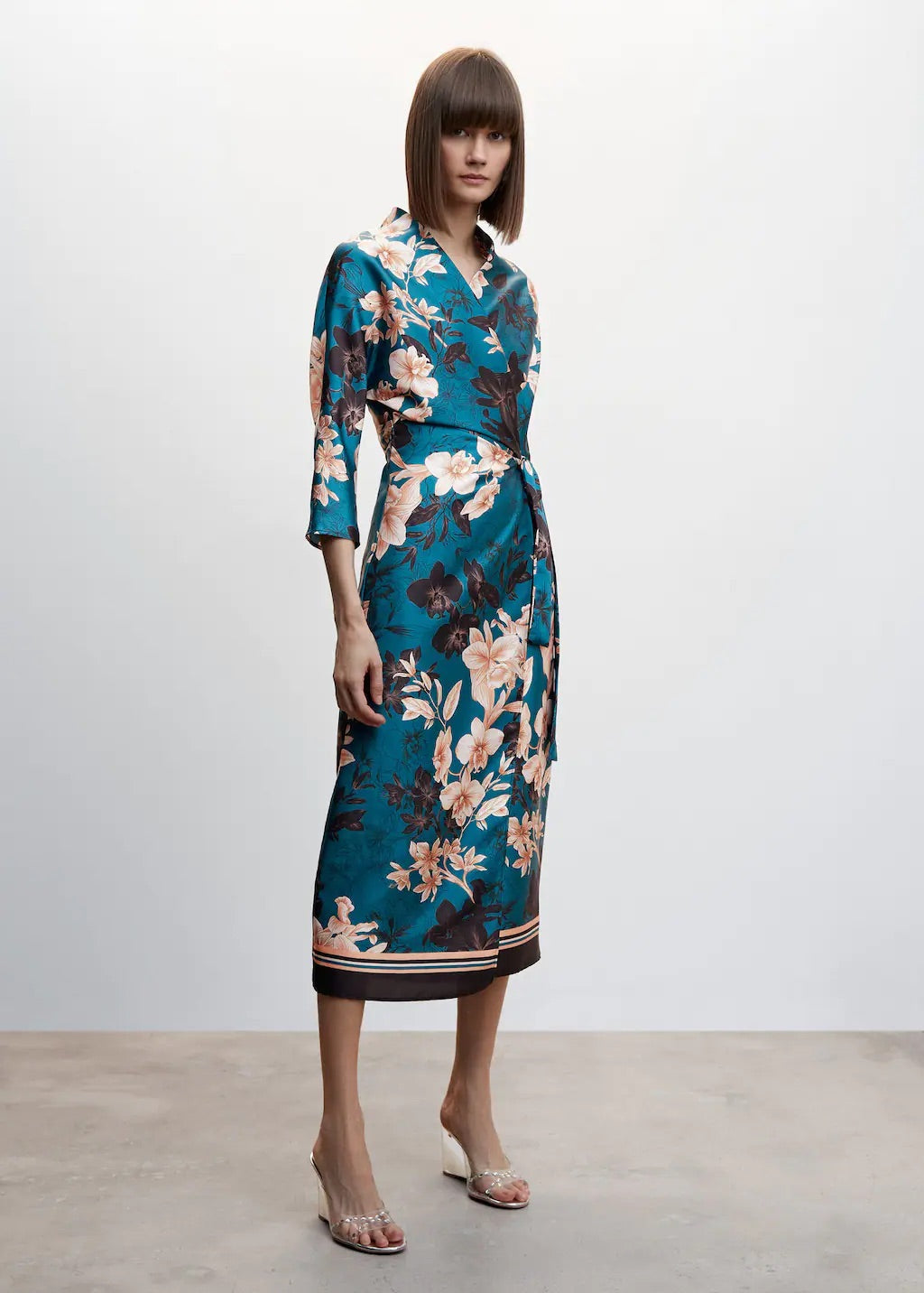 Floral print kimono dress