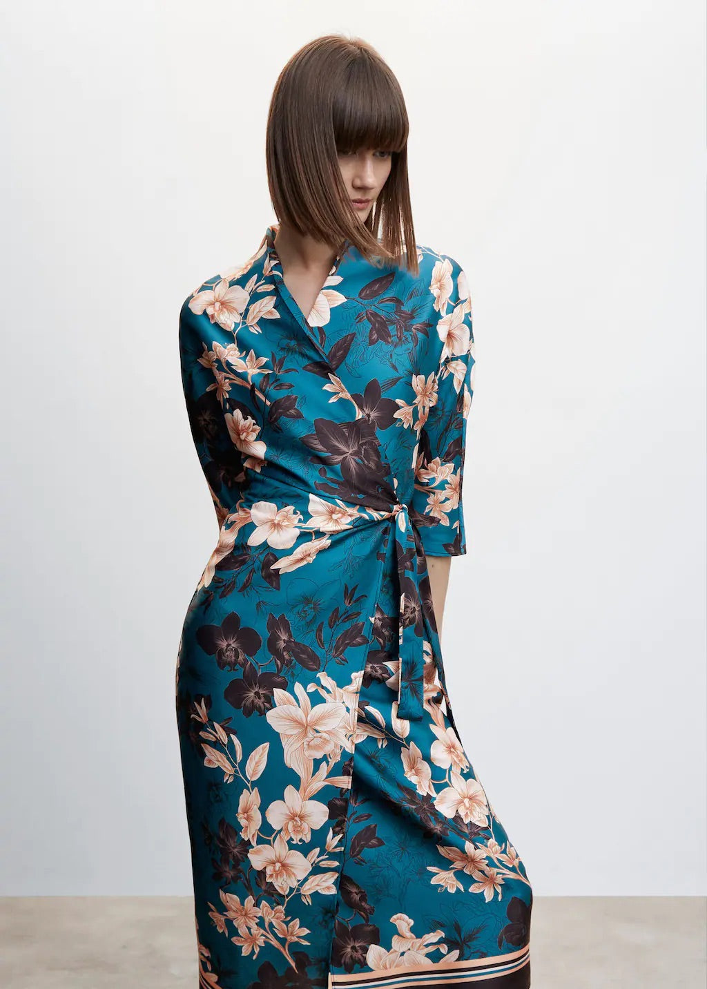 Floral print kimono dress