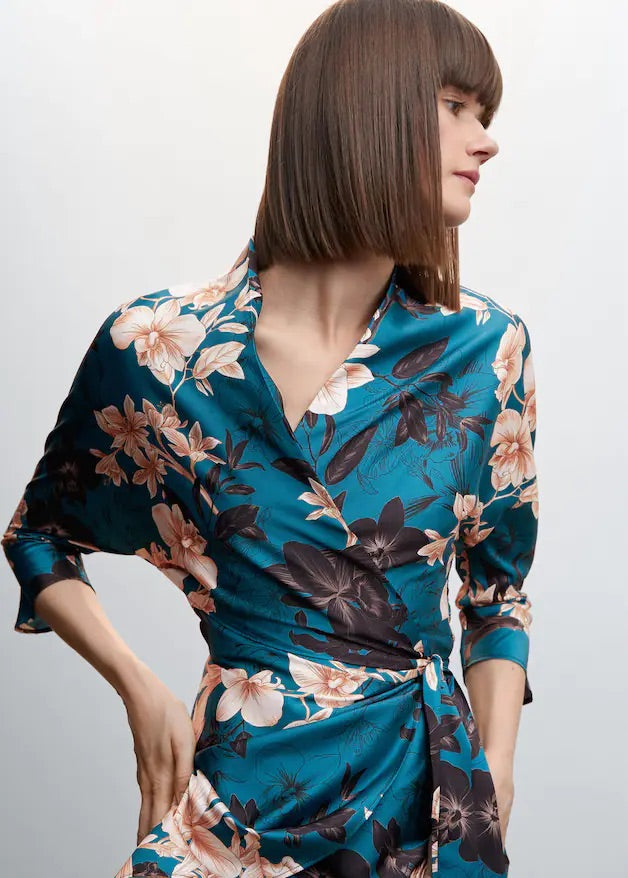 Floral print kimono dress