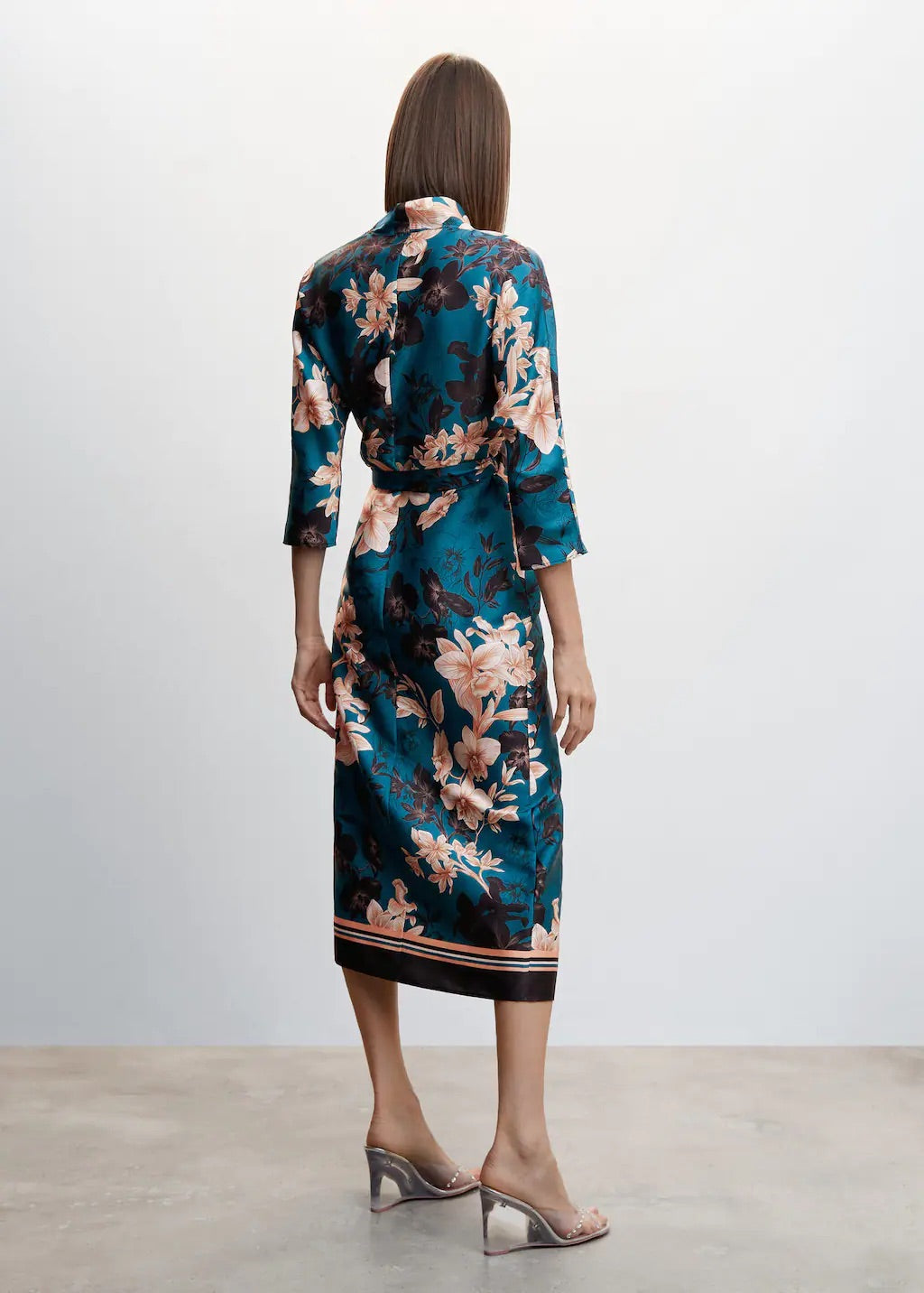 Floral print kimono dress