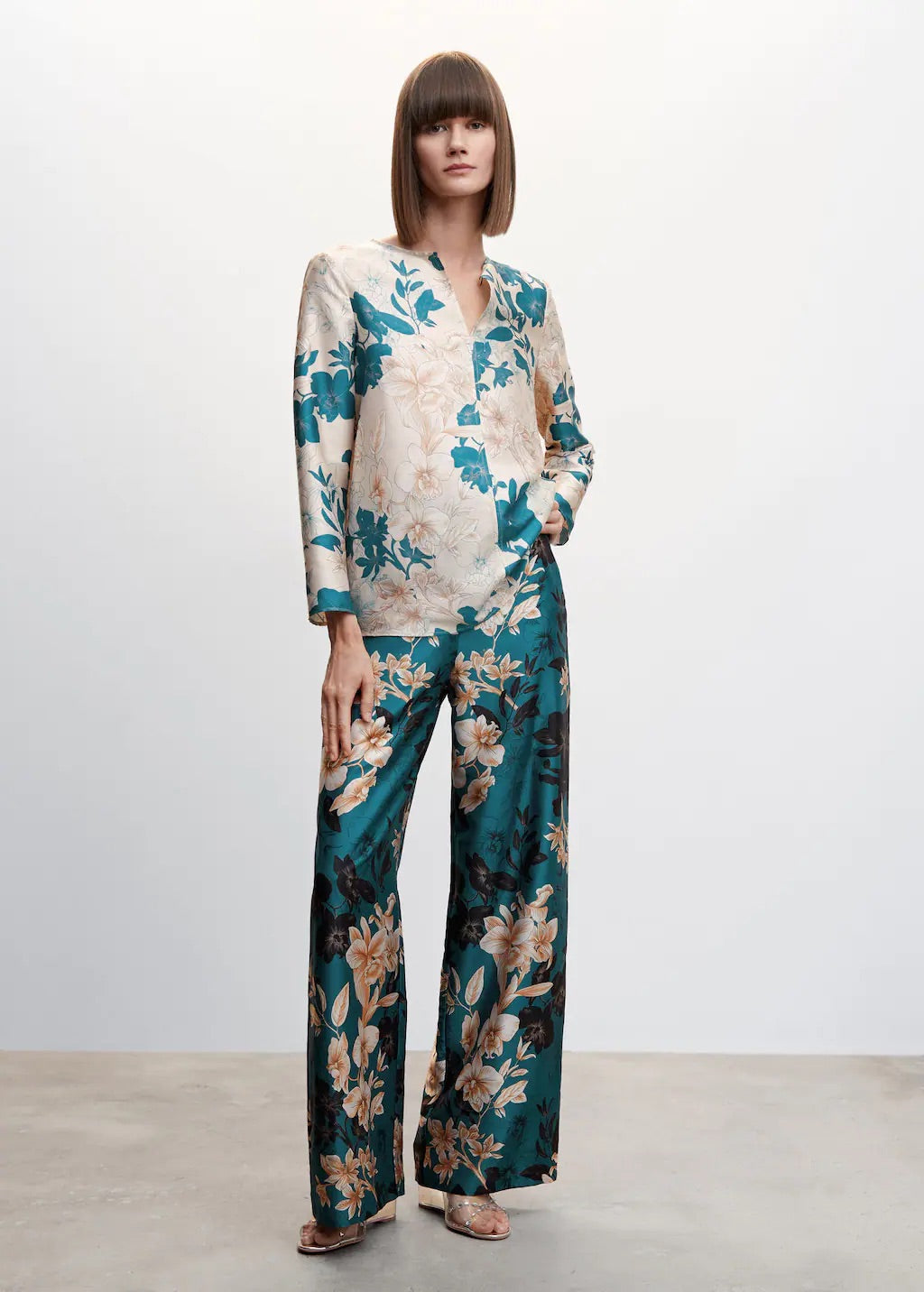 Floral satin blouse