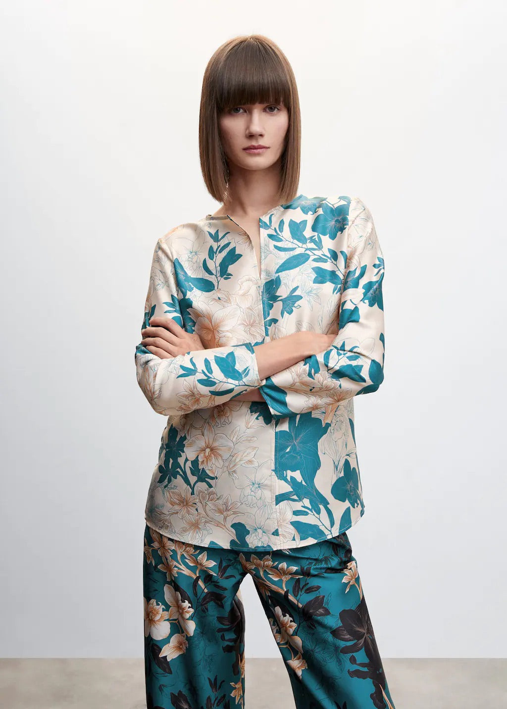 Floral satin blouse