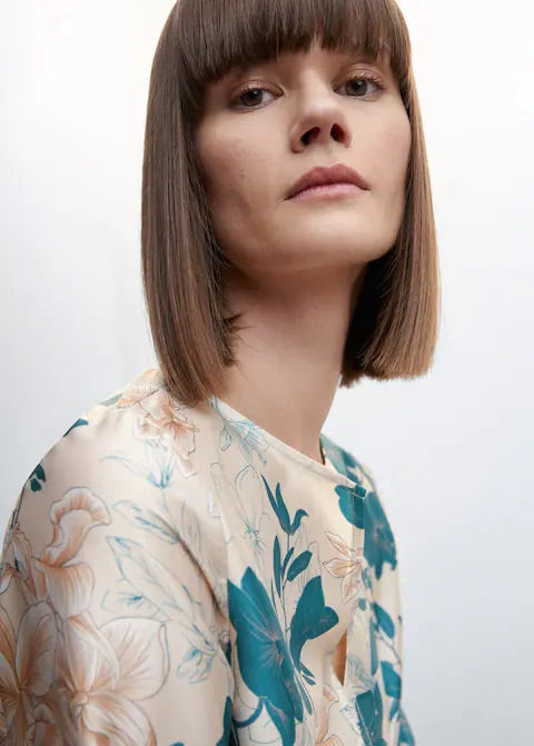 Floral satin blouse