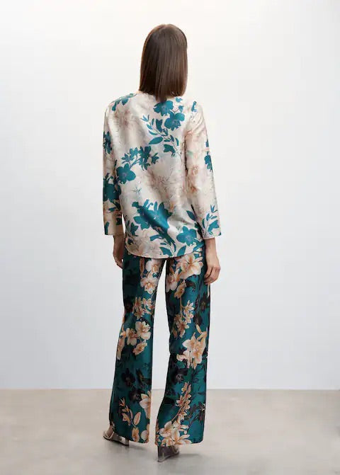 Floral satin blouse