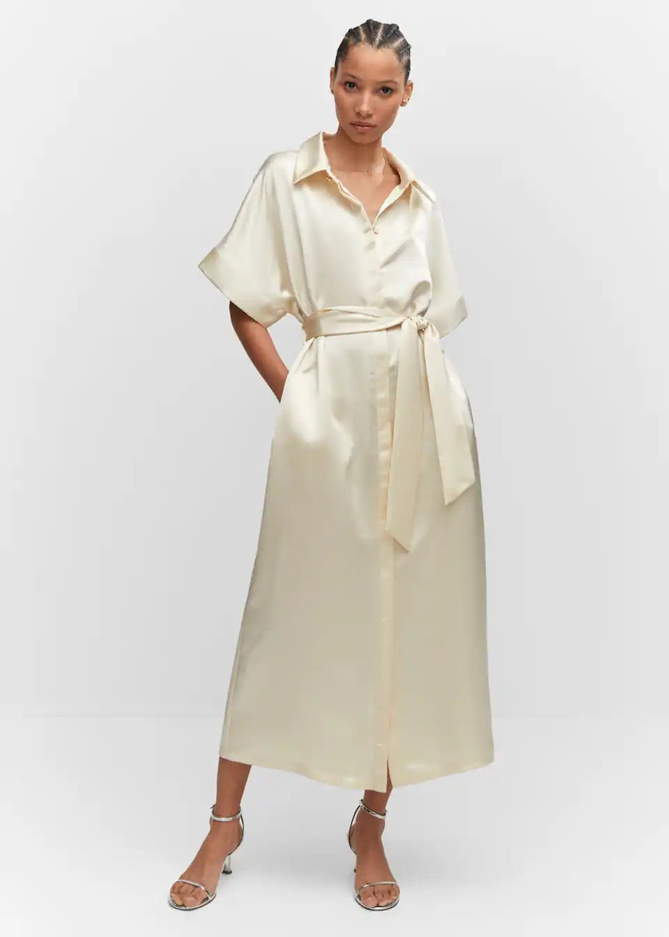Satin shirt dress