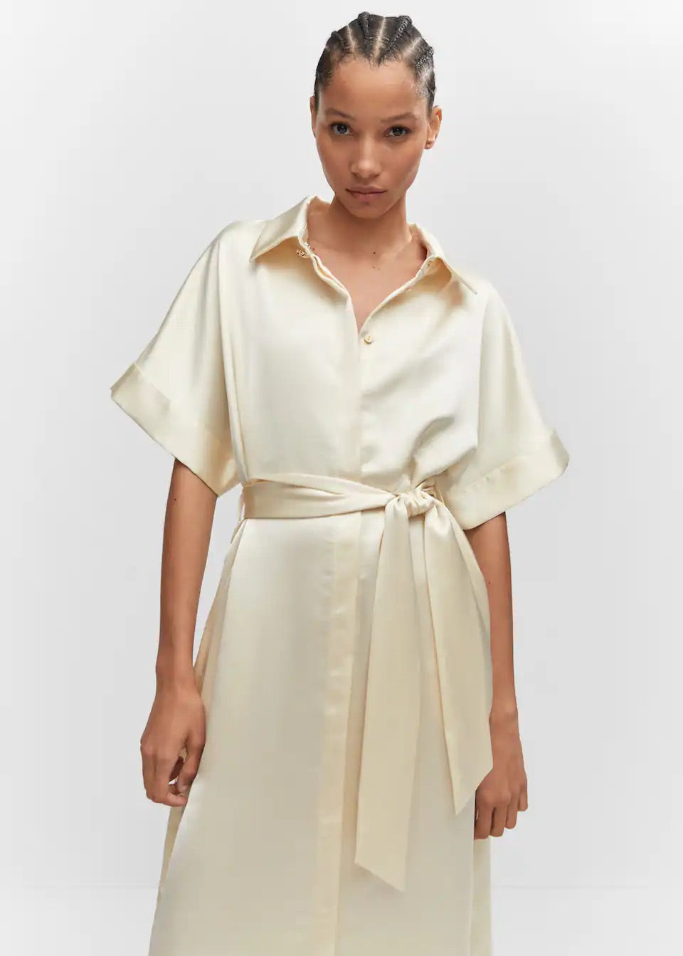 Satin shirt dress