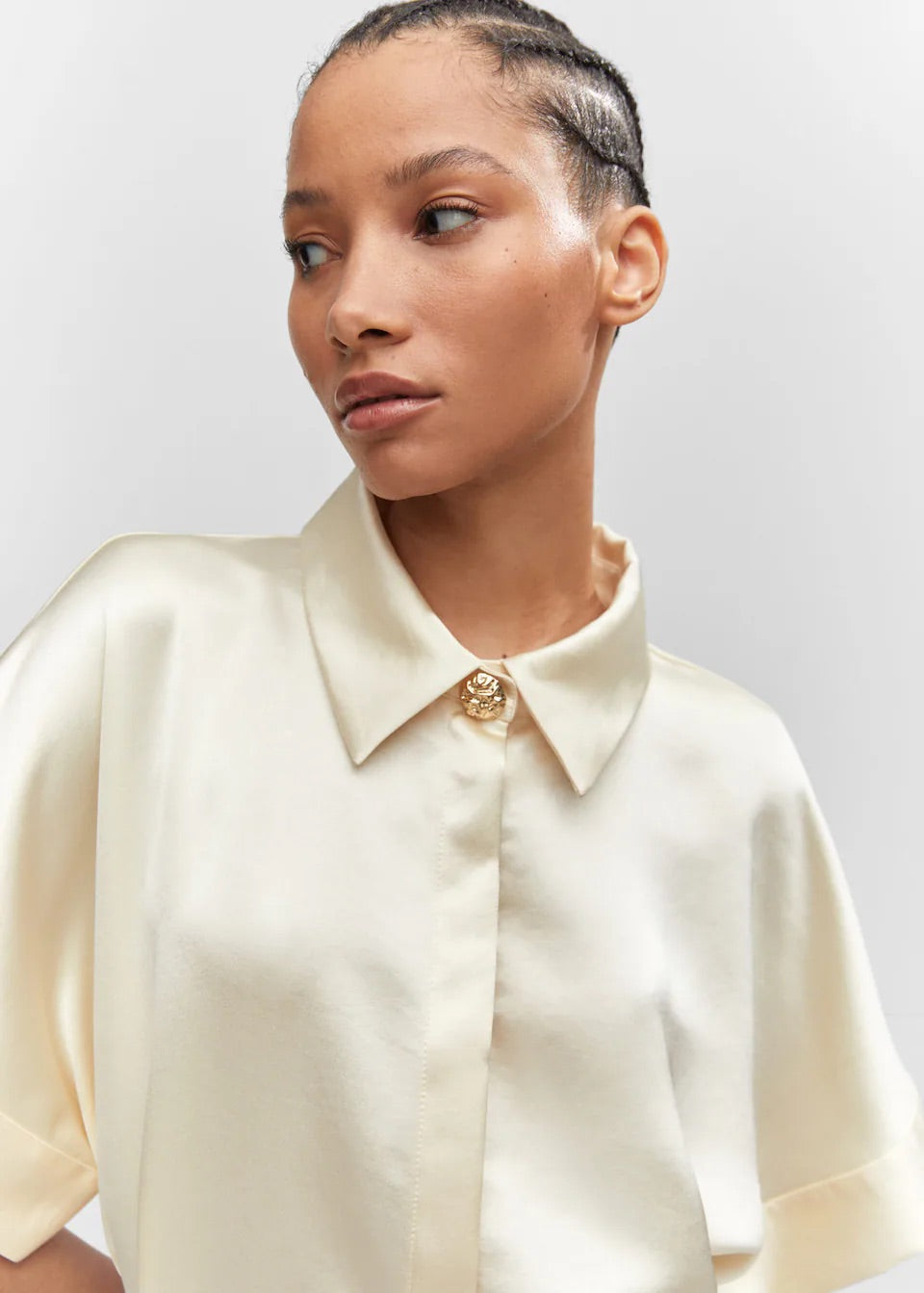 Satin shirt dress