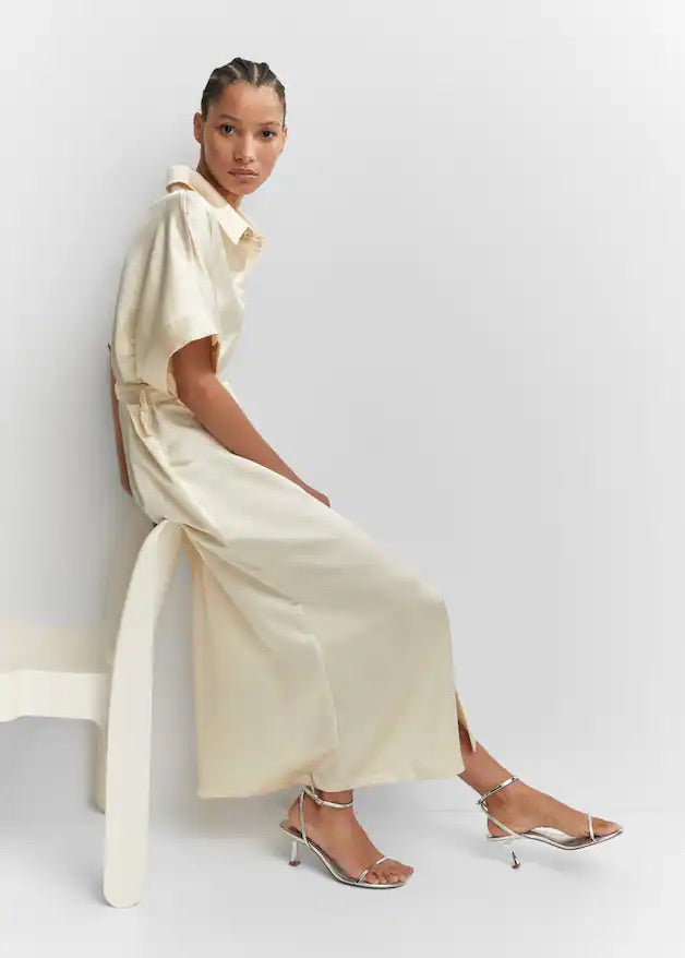 Satin shirt dress