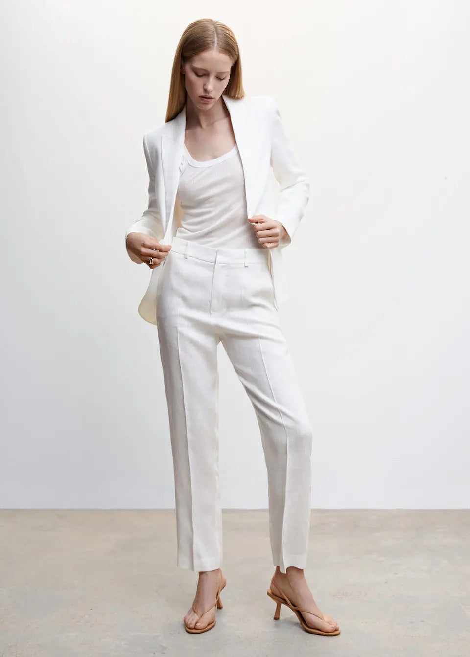 100% linen suit trousers