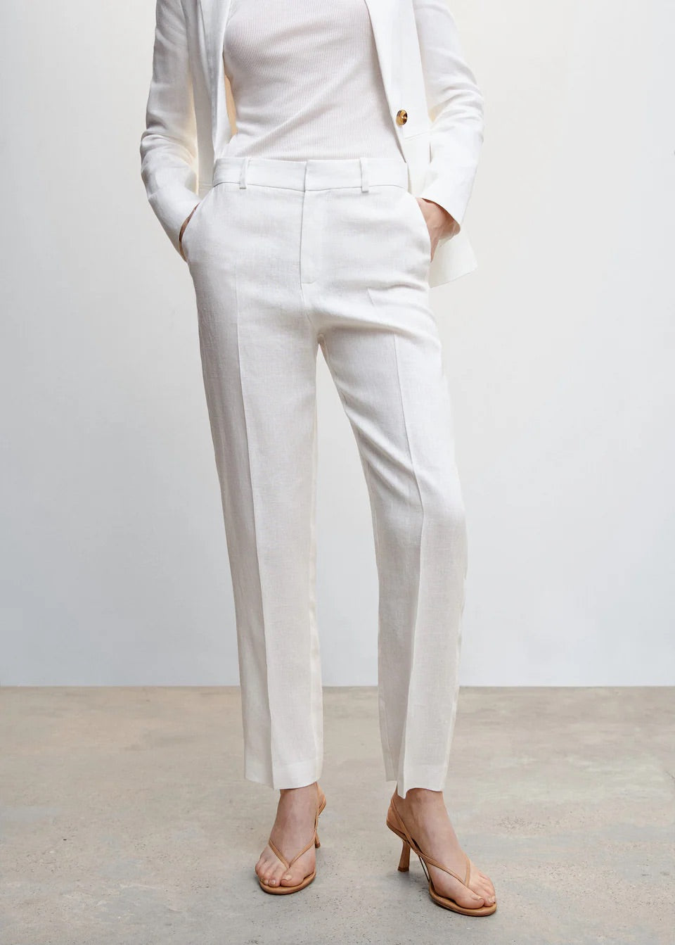 100% linen suit trousers