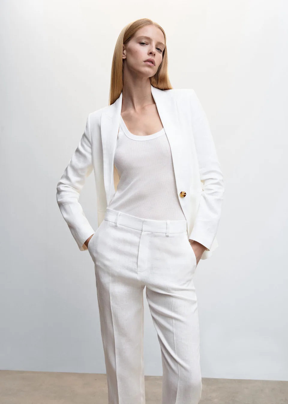 100% linen suit trousers