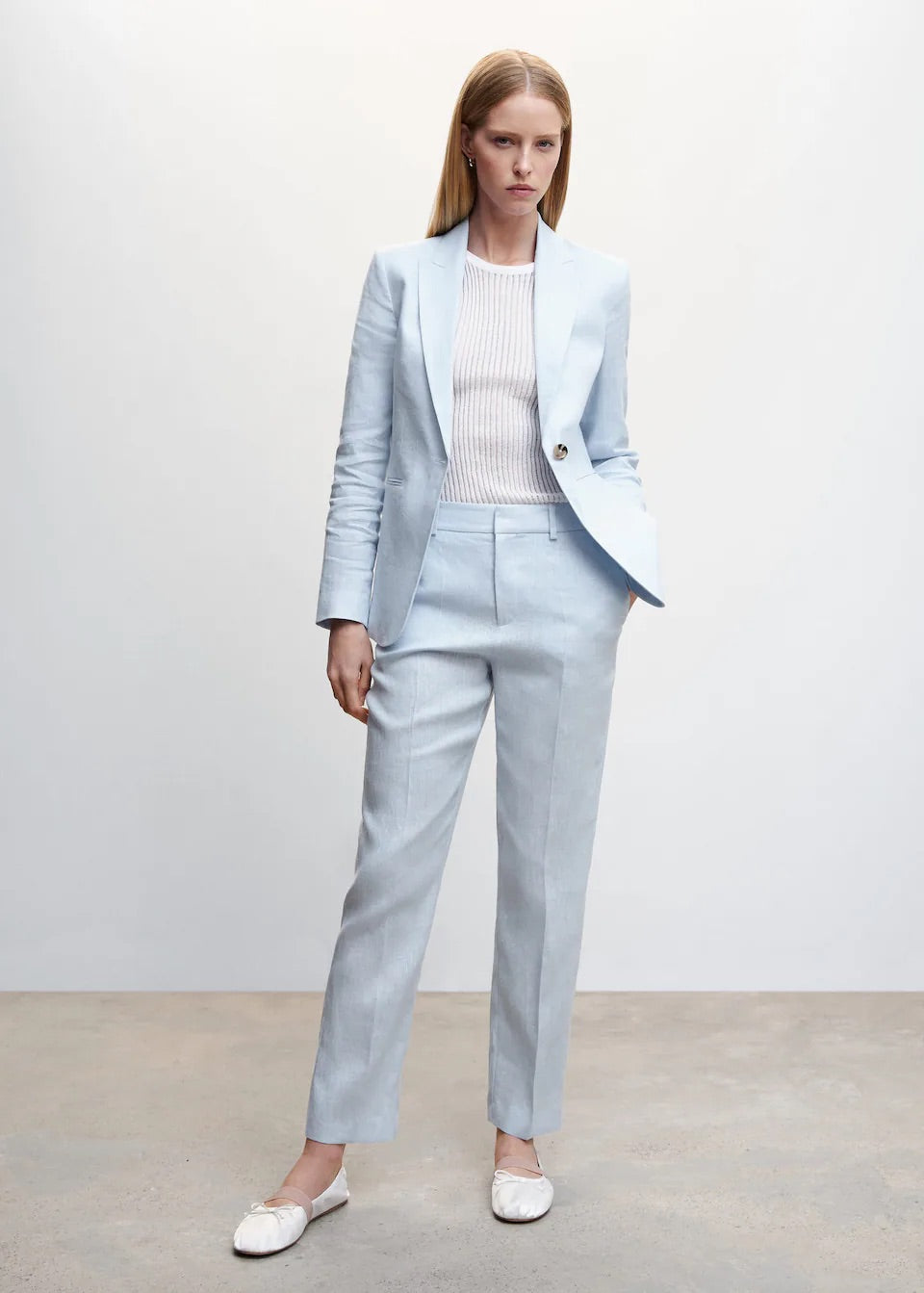100% linen suit trousers